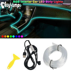 1/2/3/4/5M Dải LED RGB nội thất xe hơi Neon trang trí đèn khí quyển nhiều chế độ tự làm bảng điều khiển môi trường xung quanh USB EL dây đèn
