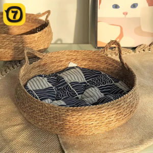 Detachable And Washable Wicker Cat Bed Mat All Season Use Summer Cool Nest Grass Weave Cat Scratching Board Pet Supplies