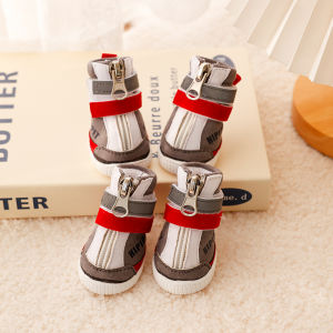 Warm Suede Dog Shoes Winter Windproof Small Dog Sports Non-slip Wear-resistant Pet Foot Covers Breathable Comfortable Dog Boots