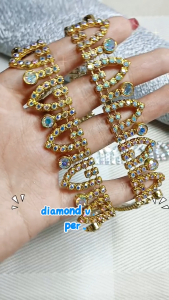 Diamond Variasi Cangkang Permata Segitiga Aplikasi Jahit Panjang Per 50 Cm Mewah