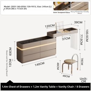 Modern Luxury Large Capacity Dressing Table and Drawer Cabinet