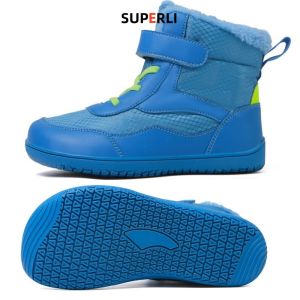 SUPERLI Kids Barefoot Sneakers Winter Snow shoes Wide Toe Box Boys Wide Minimalist Zero Drop Sole Casual Girls Walking Shoes Large Size 25-37