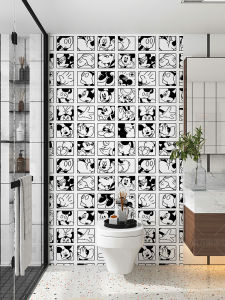 Mikey Tile Sticker Self Adhesive Waterproof Wall Paper Bathroom Cabinet Toilet Wall Decor PVC Flat Wall Sticker Home Decor