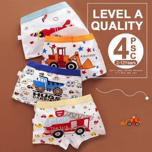 KUCHAR 4pcs Cartoon Car Teenager Boys Underwear Cotton Panties Kids Boxers Underpants for 2-12 Years Boy Children Shorts