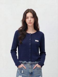 Semir | Autumn Short Sleeve Floral Jacquard Fitted Cardigan