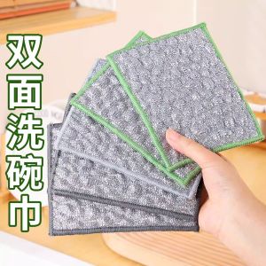 Khăn Lau Gốm Bằng Thép Không Gỉ Dày Hai Mặt Không Dính Dầu Bàn Chải Rửa Bát Bằng Thép Không Gỉ Khăn Lau Nhà Bếp