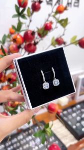 Bông tai nữ vuông đính đá phụ kiện trang sức cao cấp Mely HA164