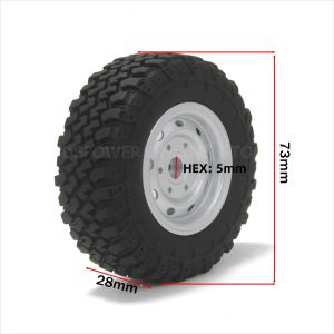 4 Bộ Moay-ơ Bánh Xe Kim Loại 73mm 5mm Hình Lục Giác Kèm Lốp Cao Su Dành Cho Xe RC Crawler Địa Hình MN98 MN82 WPL C24-1 B36 D12 C64 D74-1 - Phụ Tùng Nâng Cấp