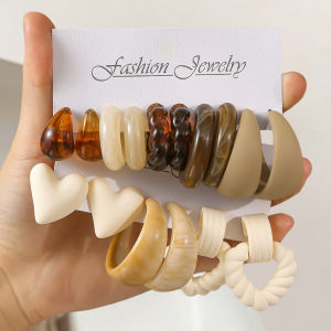 Cute Sweet White Heart-shaped Earrings Bohemian Resin coffee colored droplet C-shaped Earrings Daily Casual Party Dating Jewelry