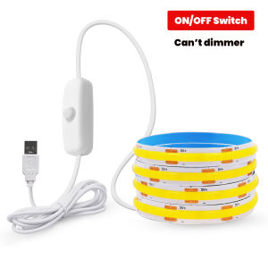 DC 5V USB COB LED Strip Flexible Light Ribbon White Pink Red Warm Yellow Ice Blue Green LED Rope Light Home Decor TV Background