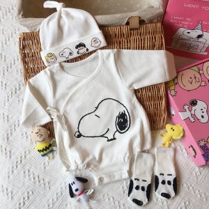 ชุดวันพีซเด็กทารกแรกเกิดแบบใหม่ชุดคลุมก้นแขนยาวใส่ช่วงฤดูใบไม้ผลิและฤดูใบไม้ร่วงสำหรับเด็กหญิงและเด็กชายชุดนอนชุดทรงสามเหลี่ยมแบบใหม่