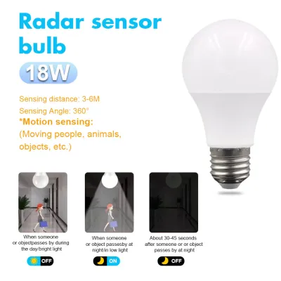 1pc Motion Sensor LED Bulb 6W 9W 12W 15W 18W 20W E27 Radar Sensor Light Lamp Lamparas 110V 220V For Home Stair Pathway