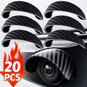 20Pcs Car Reverse Rearview Camera Rain Shield Flexible PVC Soft Glue Carbon Fiber Pattern Anti Glare Visor Hood Cover Self Adhesive