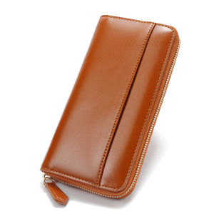 Foreign Trade Original Order New Arrival Leather Wallet for Man First Layer Long Cowhide Multi-Card Position Anti-Degaussing Zipper Handbag