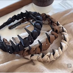 Băng đô cài tóc đính đá Doudou Bờm nữ Cài tóc vải satin chống trượt tạo phồng tóc Hàn Quốc FG073