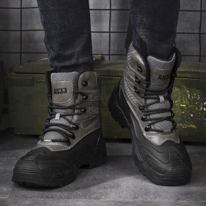 Drill Jue High-Top Military Boots for Men Waterproof Outdoor Motorcycle Riding Boots Winter Microfiber Leather Upper with Lace-Up Closure