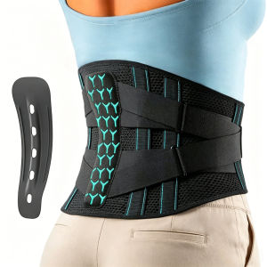 Adjustable Compression Back Brace Ergonomic Lumbar Support Belt with Metal Steel StaysSports Waist Support Gym Running Cycling
