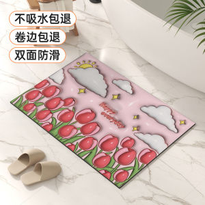 Thảm Sàn Mềm Thấm Hút 3D Hoa Cho Phòng Tắm Nhà Tắm Thảm Sàn Nhà Thảm Cửa Phòng Tắm Thảm Sàn Bằng Đất Sét Thấm Hút Bằng Máy