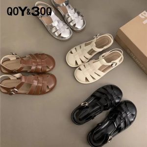 French Vintage Roman Low Heel Sandals for Women