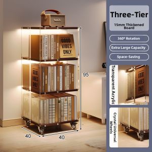 Rotatable Multi-layer Wooden Acrylic Bookshelf