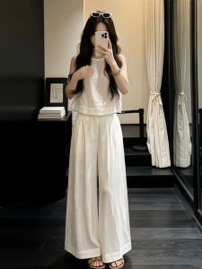 LIRUSHAN | Sleeveless White Outfit Set Female 1 Suit