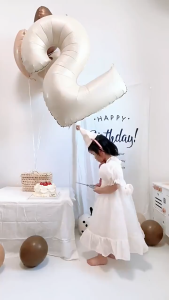 32 Inch 0-9 Number Balloon Party Foil Balloon Birthday Ballon Nombor Kids Baby Shower Decor Wedding Countdown 32-inch Off-White Number Balloon