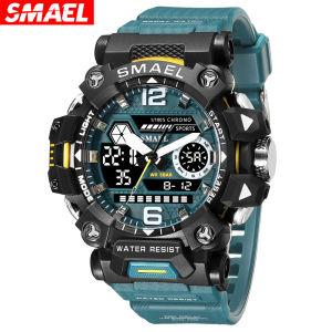 SMAEL Dual Display Men Watches Waterproof Sports Watch Military Man Alarm Stopwatch Quartz Wristwatch Male Digital Clock 8072