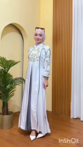 Gamis Twill Mix Tenun Songket.Gamis Terbaru.Gamis Viral 2025