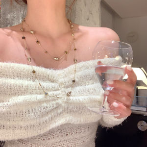 Retro Long Multi-Wear Tiger Eye Stone Necklace Womens High-End Sensation Sweater Chain Accessory Classical Style Fashion Jewelry