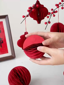 Combo 10 Đèn Lồng Tổ Ong Ni Lông Nilon MiNi Màu Đỏ Dùng Trang Trí Lễ Hội Tết Năm Mới Trung Thu Nhà Cửa