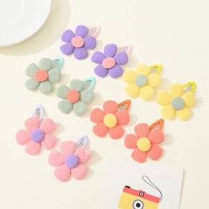 2Pcs Flower Hair Clip Simple Bb Clips For Kids Girls Hairpins Cute Macaroon Color For Children Fashion Hair Accessories