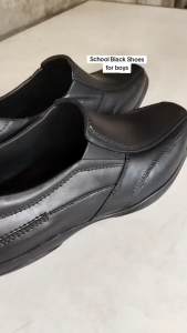 Classic Pure Black Slip On Shoes For Boys Rubber Sole Waterproof Anti Slip SIZES 25-35