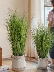 Artificial Reed Grass Large Fake Onion Grass Plants Tropical Green Plants Leaves Bouquet PVC Grass For Wedding Garden Offic
