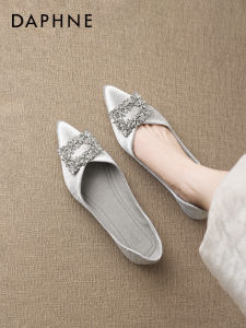 Daphne | Silver Summer New Flat Toe Sandals with Crystal Buckle