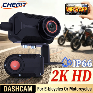 New 2K QHD WIFI IP66 Waterproof Motorcycle Dash Cam DVR Front Camera for Motorcycle Electric Mountain Bike Bicycle Cam DVR
