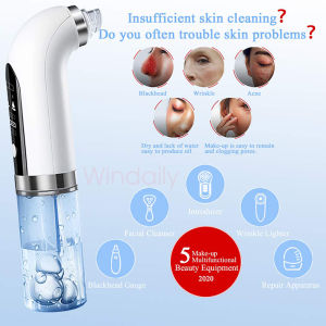 Electric Blackhead Remover Skin Care Device Face Pore Acne Pimple Removal Small bubble suction Clean Blackhead Vacuum Suction Remove Machine Cleaning Blue light sterilizing water cycle