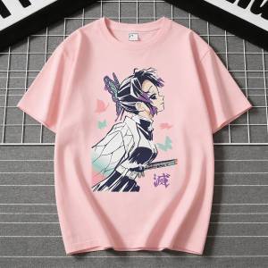 Women Anime Demon Slayer Kanae Kocho T Shirt Pink Cotton Casual Daily Wear Soft Graphic Otaku Fashion for Campus Home