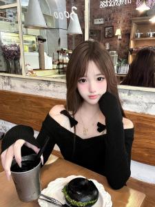 Korean Style Lace Splice One Shoulder Long Sleeve T-Shirt Womens Butterfly Knot Slimming Exposed Shoulder BM Pure Desire Top