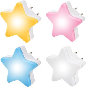 Wireless LED Night Light sleep Aid Without Dazzling Bedside Light Childrens Bedroom Baby Room Corner Corridor Staircase Light Baby Sleep Lamp Mini Cartoon Star Light Socket Light