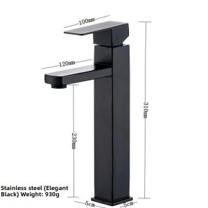 Stainless Steel Black Four Sided Hot and Cold Faucet