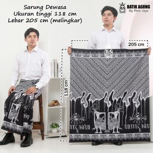 Sarung Batik Katun Dewasa Motif Arjuna NU |Monochrome