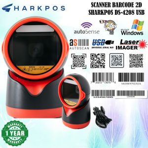 Scanner Barcode 2D Sharkpos DS4208 USB Barcode Scanner Desktop DS 4208 Scan Barcode QR PDF147 EFaktur DS-4208