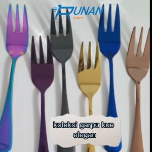 Garpu Kue Kecil Emas Gold Hotel Cake Fork Stainless Gold Korea Dessert
