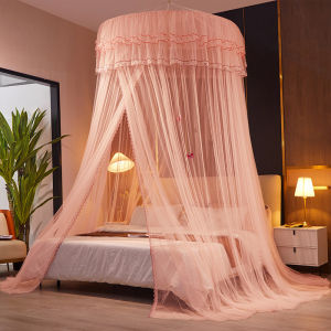 New Round Ceiling-mounted No-Assembly Single-door Floor-to-ceiling Bed Canopy with Mosquito Net