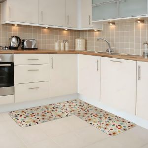 New American-style Retro Kitchen Floor Rug Dirt-resistant Wear-resistant Two-piece Kitchen Mat Set Carpet  新款美式复古厨房地垫 耐脏耐磨组合厨房垫两件套 FUNIANQI