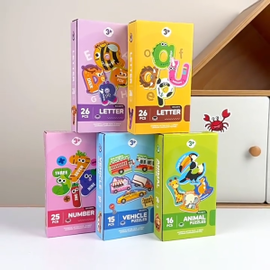 ชุดตัวต่อแม่เหล็กจิ๊กซอว์สำหรับเด็ก ของเล่นเสริมพัฒนาการ การเรียนรู้ภาษา ตัวเลข สัตว์ พาหนะ