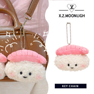 X.z. MOONLIGH Ins จี้ซูชิรูปกุ้งหวานน่ารักจี้กระเป๋าผ้ากำมะหยี่ของขวัญพวงกุญแจคู่รัก DIY