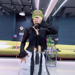 Xianruixue New Product 507 Style Open Cardigan Waist Tie Street Dance Jazz Tassel Waist Curtain Ice Sensation Mesh T-Shirt