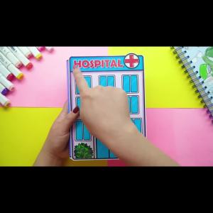 Ngôi nhà giấy Hospital ABC học liệu bóc dán búp bê giấy Quiet Book thông minh cho bé