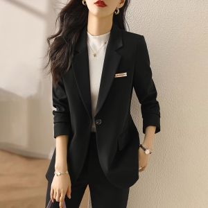 Trendy Stylish Petite Black Long-sleeved Blazer Fall